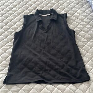 Lady Hagen Black Sleeveless Polo Tank Top